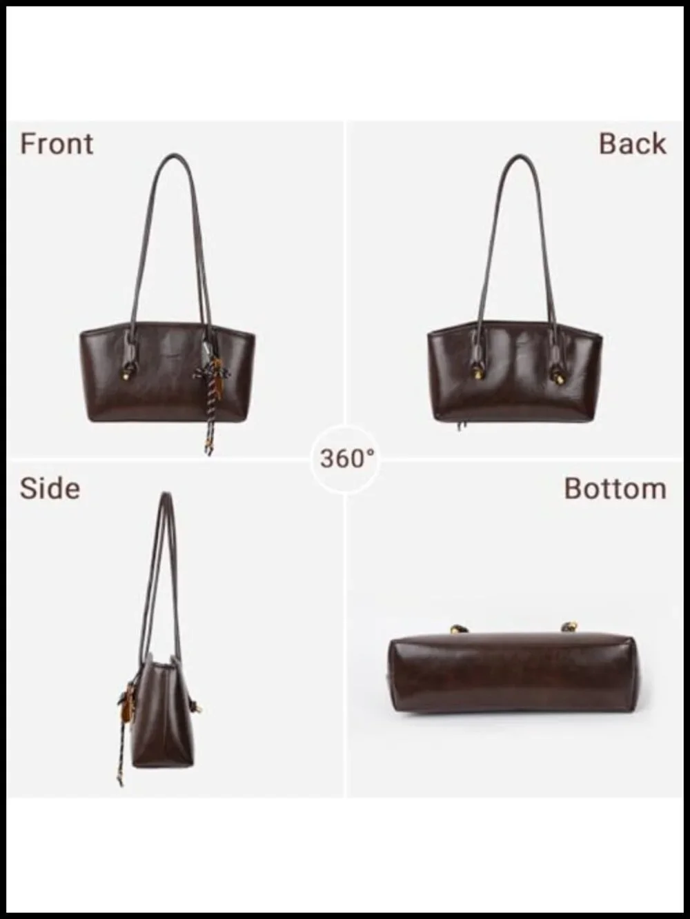Vintage Faux Leather Hobo Shoulder Bag with Zipper Closure